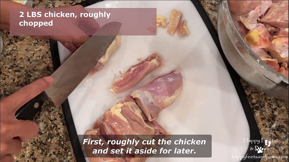 chopping chicken for tinolang manok recipe