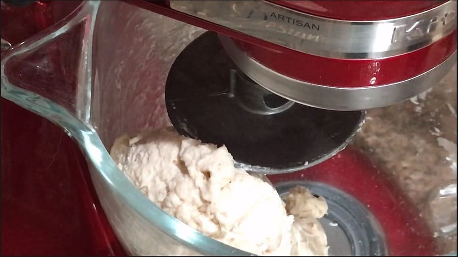 mixing dough with a dough hook