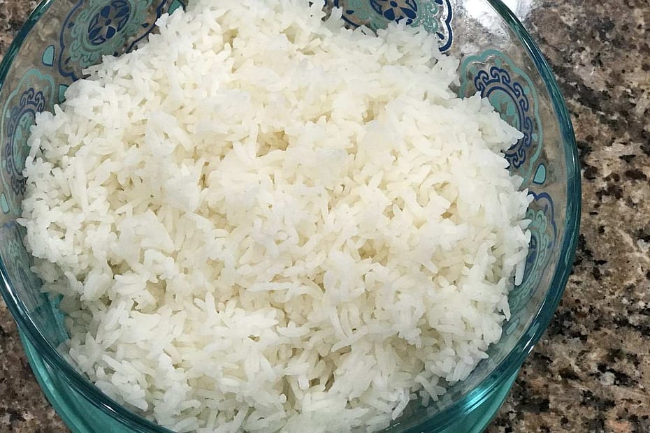 A bowl of cooked Jasmin rice