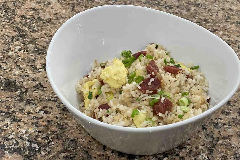 Lap Xuong Fried Rice in a bowl