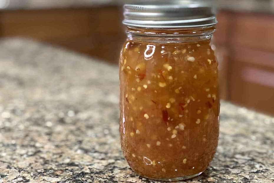 Homemade Sweet Chili Sauce in a mason jar