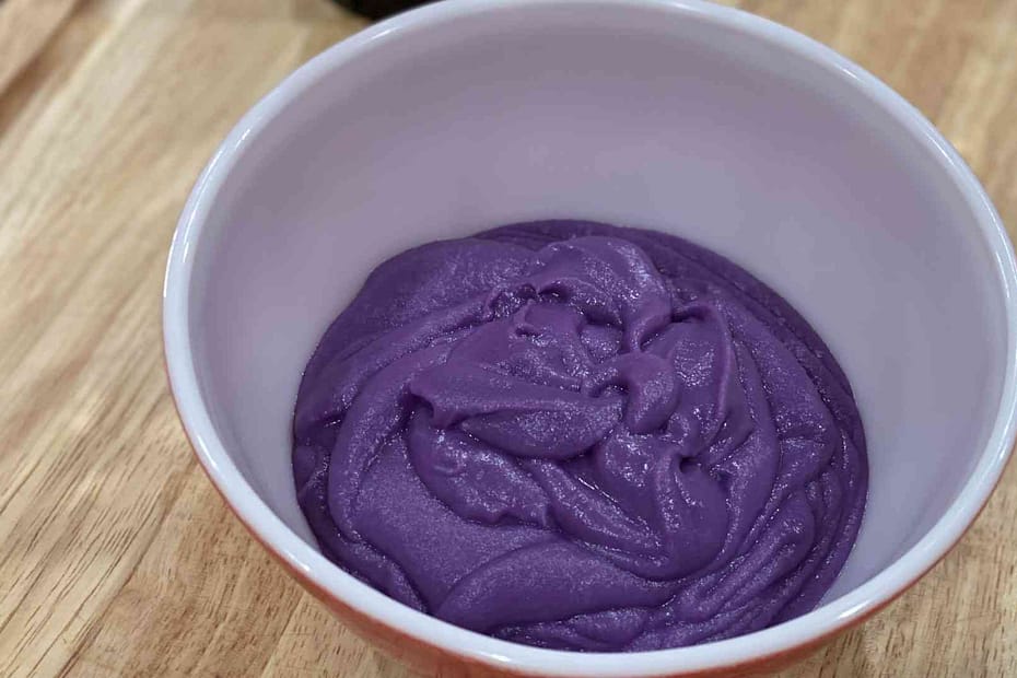 Purple Yam or Ube Pudding in a bowl