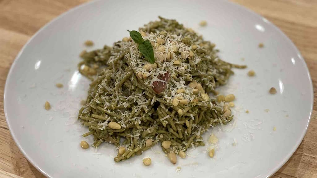 Pesto pasta on a plate
