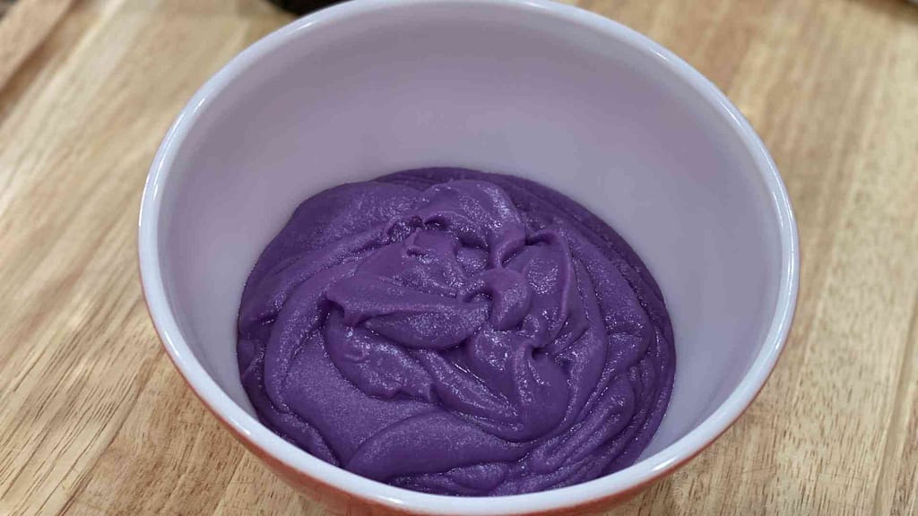 Purple Yam or Ube Pudding in a bowl