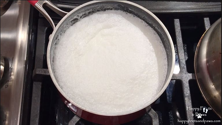 cooking down coconut milk for biko recipe