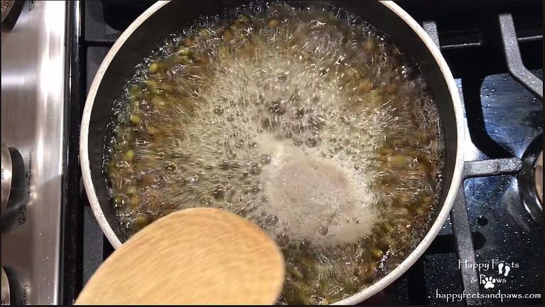 mung beans boiling in a pot