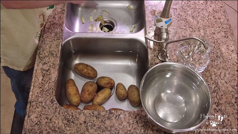 peeling mashed potatoes