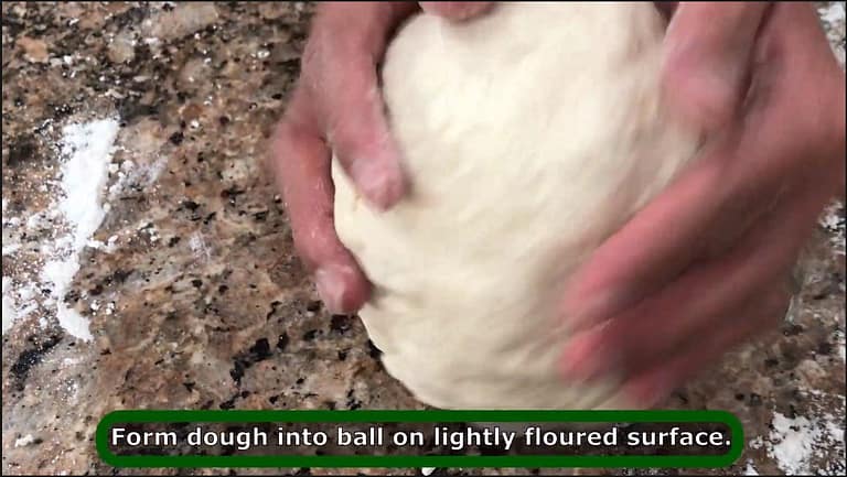 making a dough ball for pelmeni recipe