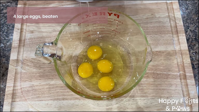 eggs in a mixing bowl for butter mochi recipe