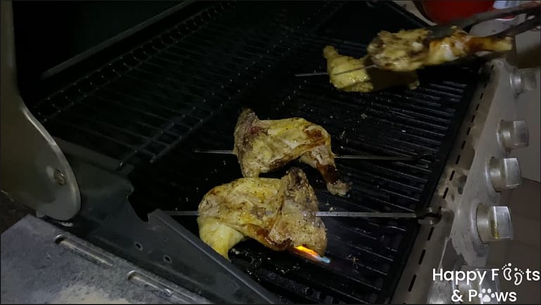 cooking chicken inasal on the barbecue