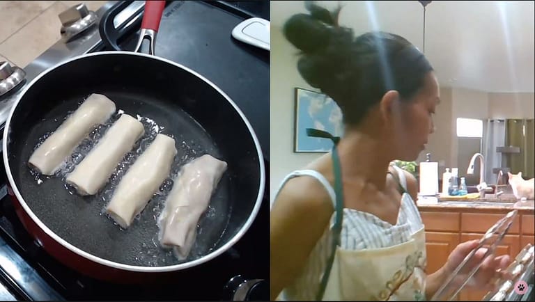 filipino lady cooking lumpia
