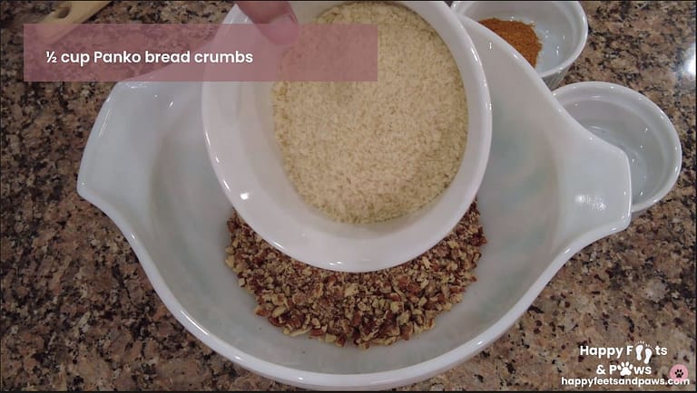 Making breading mixture for pecan crusted mahi mahi recipe
