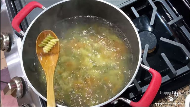 rotini pasta being cooked