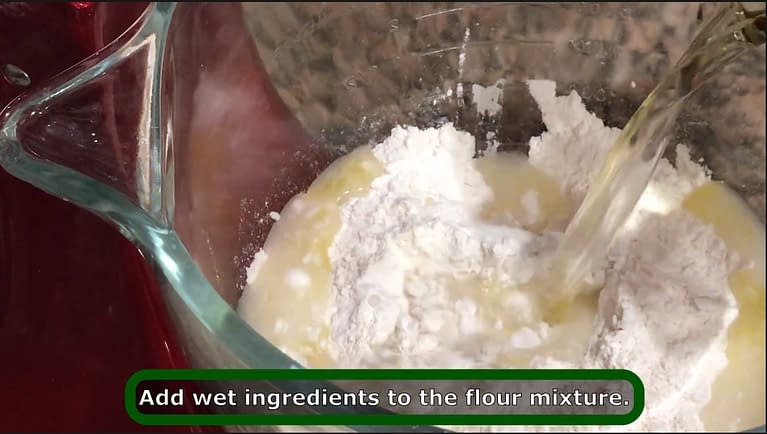 mixing wet ingredients for pelmeni recipe
